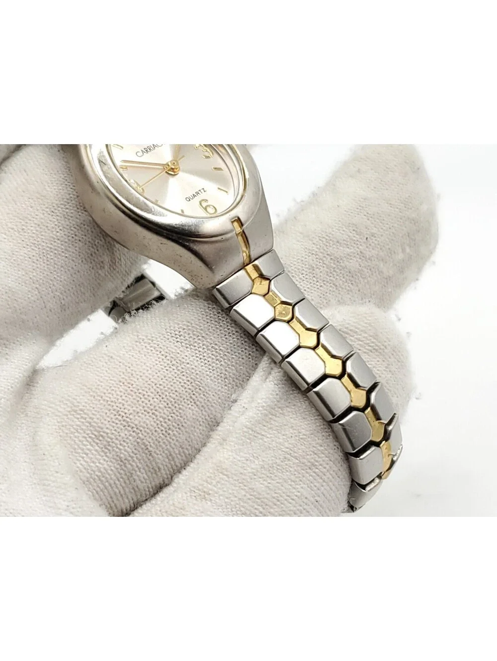 Carriage By Timex Quartz Womens Watch New Battery Two-Tone Expandable Band 21mm